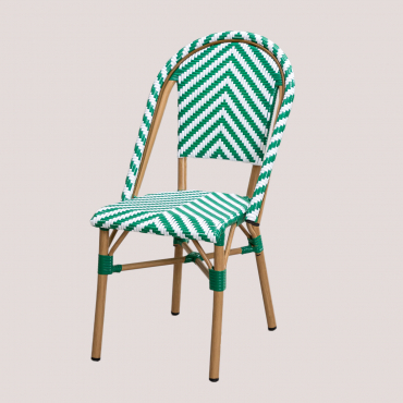 4-pack Stackable Dining Chairs In Synthetic Wicker Kalian Bistro Green Amazon - Sklum