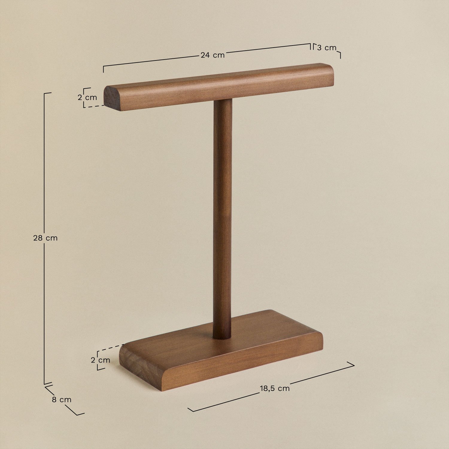 Reuvers Pine Wood Jewelry Organizer, MEASURES