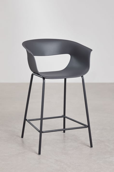 Garden high stool 65 cm in polypropylene and graphite grey steel Alanys - Grey Graphite