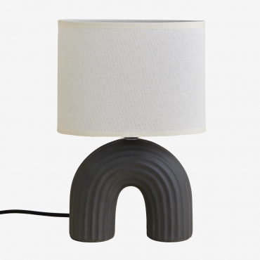 Soliva 30cm Ceramic And Linen Table Lamp Black - Sklum