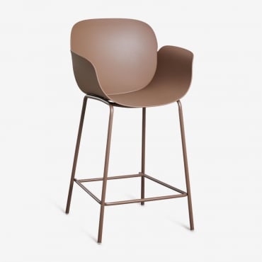 Pack Of 2 High Garden Stools In Polypropylene And Steel Lynette Brown Caramel & ↑65 Cm - Sklum