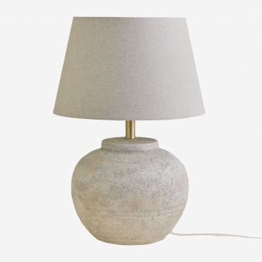 Kenaris Ceramic And Linen Table Lamp Light Grey & ↑45 Cm - Sklum