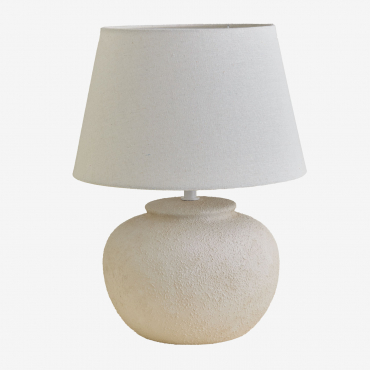 Kenaris Ceramic And Linen Table Lamp Beige Cream & ↑40 Cm - Sklum