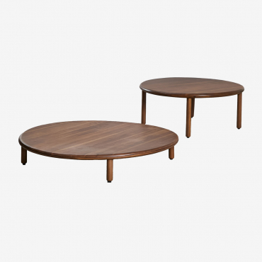 Set Of 2 Round Coffee Tables In Olivia Acacia Wood Brown Dark Brown Wood - Sklum