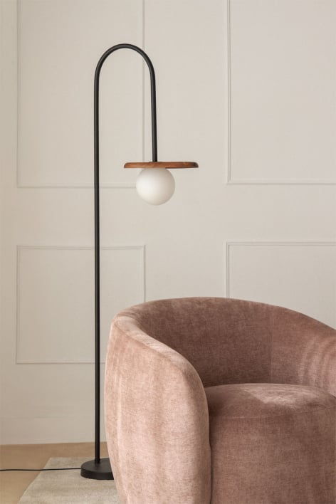 Freidy Acacia Wood Floor Lamp