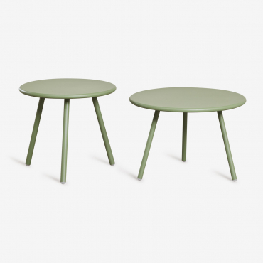 Set Of 2 Aradina Iron Garden Side Tables Laurel Green - Sklum