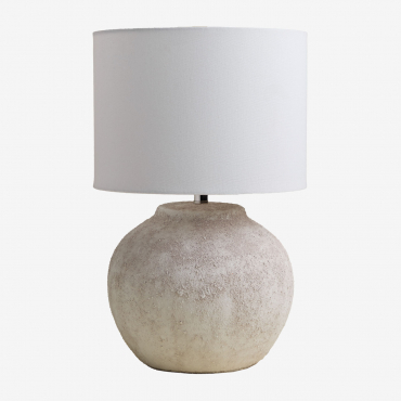Uvalin 45cm Ceramic And Linen Table Lamp Grey - Sklum