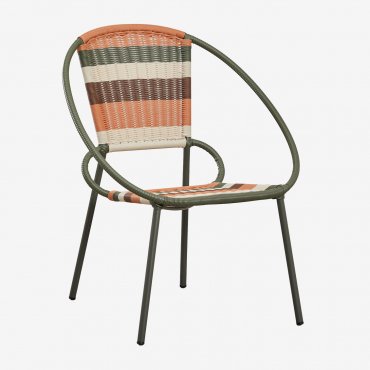 Stackable Chair In Steel And Synthetic Wicker Texas Army Green - Sklum