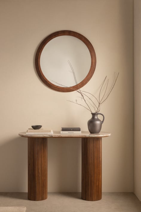 Giselda 110x45 cm marble and mango wood hallway console table