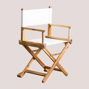 Pack Of 4 Folding Director Chairs In Acacia Wood Ridley Off-white - Sklum