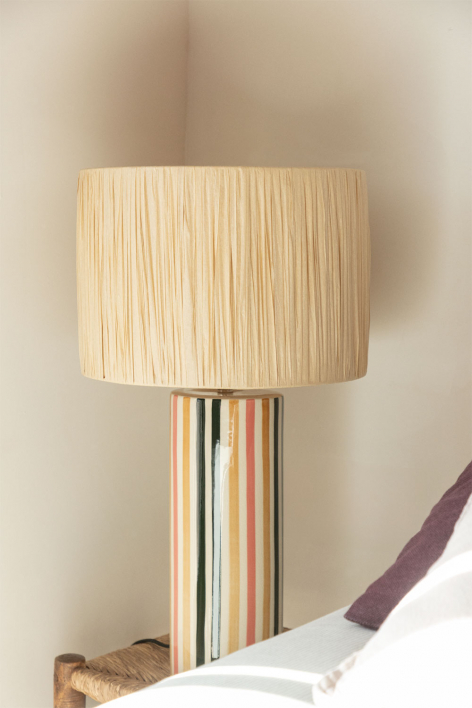 Arendal stoneware and raffia table lamp