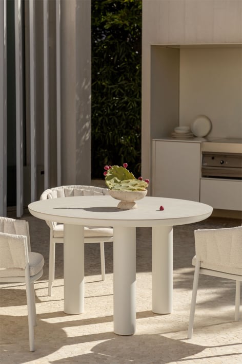Arken round garden table Ø120 cm in ceramic and aluminum