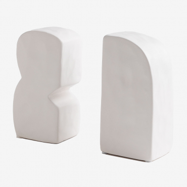 Set Of 2 Adler Cement Bookends White - Sklum