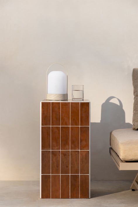 Square garden side table 30x30 cm in cement and Bongani tiles