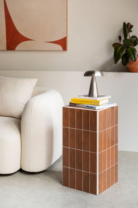 Square side table 30x30 cm in cement and Bongani tiles - Red Clay