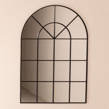 Paola Metal Window-effect Wall Mirror (90x135 Cm) Black - Sklum