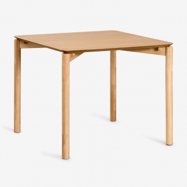 Square Dining Table 90x90 Cm In Mdf With Oak Veneer Munden Brown Oak - Sklum