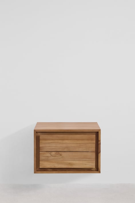 Jabari teak wood wall-mounted bathroom furniture set