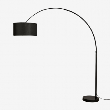 Vonera Linen And Iron Floor Lamp Black - Sklum