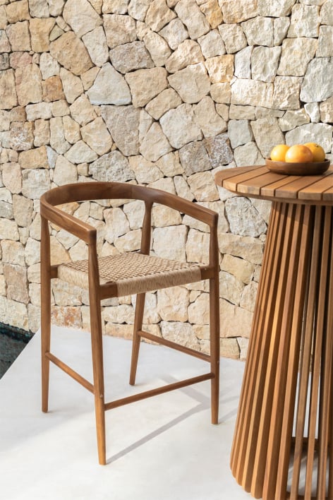 Garden high stool 65 cm in teak wood Visby