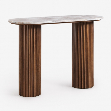 Giselda 110x45 Cm Marble And Mango Wood Console Marble - Sklum