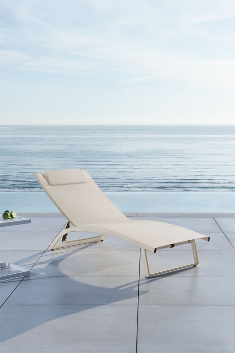 Reclining aluminum sun lounger with Dulem cushion - Tapioca Beige