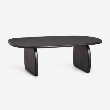 Oval Coffee Table 110x70 Cm In Agathe Mango Wood Plain Black - Sklum