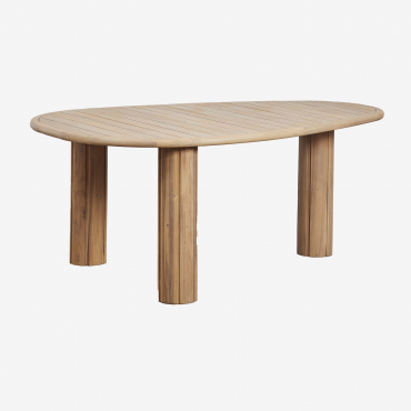 Oval Dining Table 190 Cm In Danara Acacia Wood Light Brown Acacia - Sklum