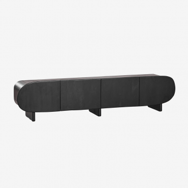 Agathe Mango Wood Tv Cabinet 220x40 Cm Plain Black - Sklum