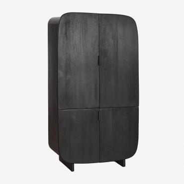 Agathe Mango Wood Wardrobe Plain Black - Sklum