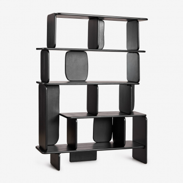 Agathe Mango Wood Shelving Unit Plain Black - Sklum