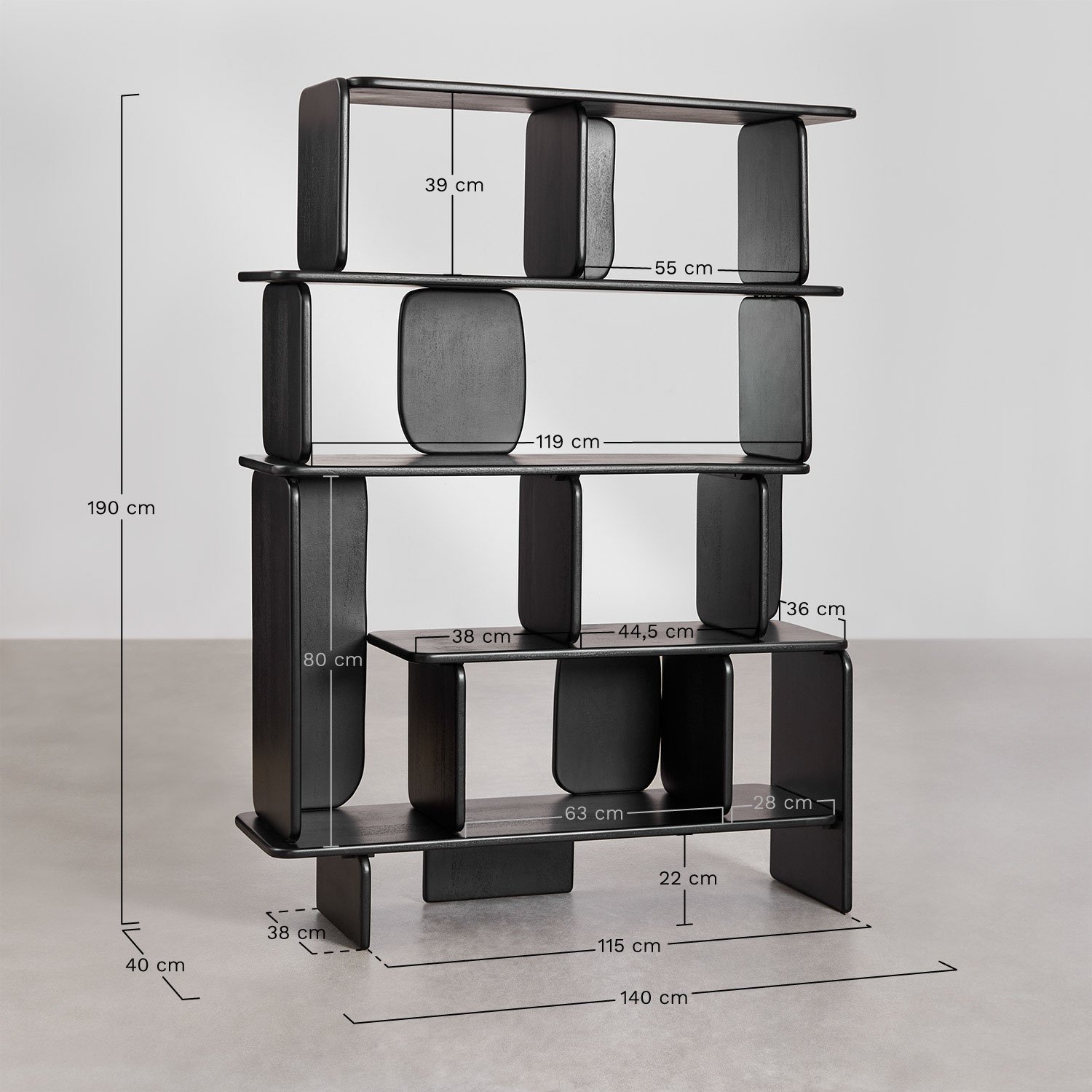 Agathe mango wood shelving unit, MEASURES