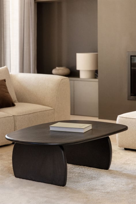 Oval coffee table 110x70 cm in Agathe mango wood - Plain Black