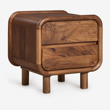 Gina Mango Wood Bedside Table 50x43 Cm Dark Handle Wood - Sklum