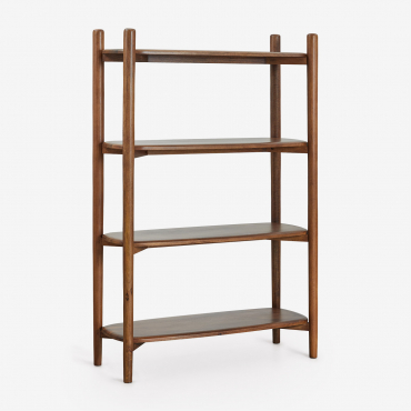 4-shelf Mango Wood Bookcase Gina Dark Handle Wood - Sklum