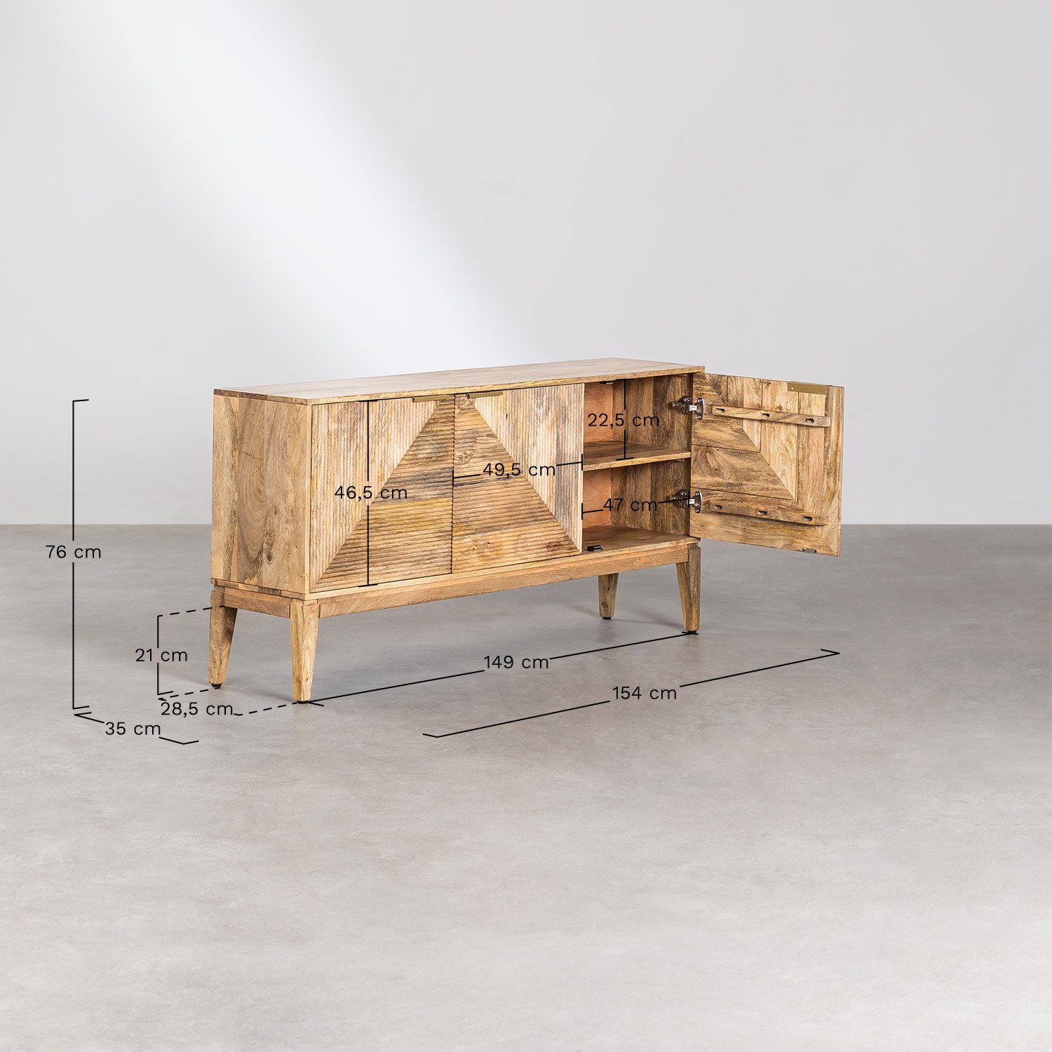 Baty Design mango wood sideboard, MEASURES