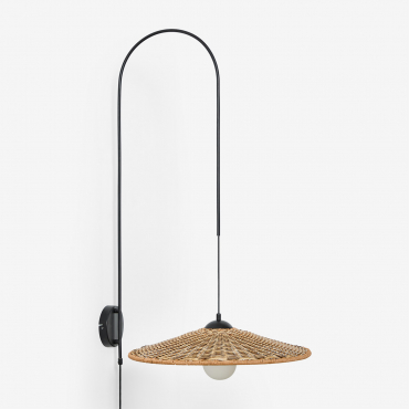 Sopant Wall Lamp In Iron And Synthetic Rattan Black & ↑100 Cm - Sklum
