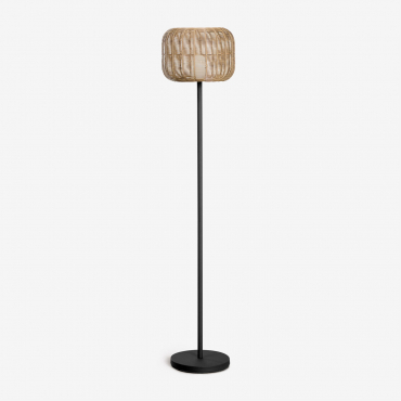 Ovela Wireless Led Floor Lamp In Iron And Braided Rope Black - Sklum