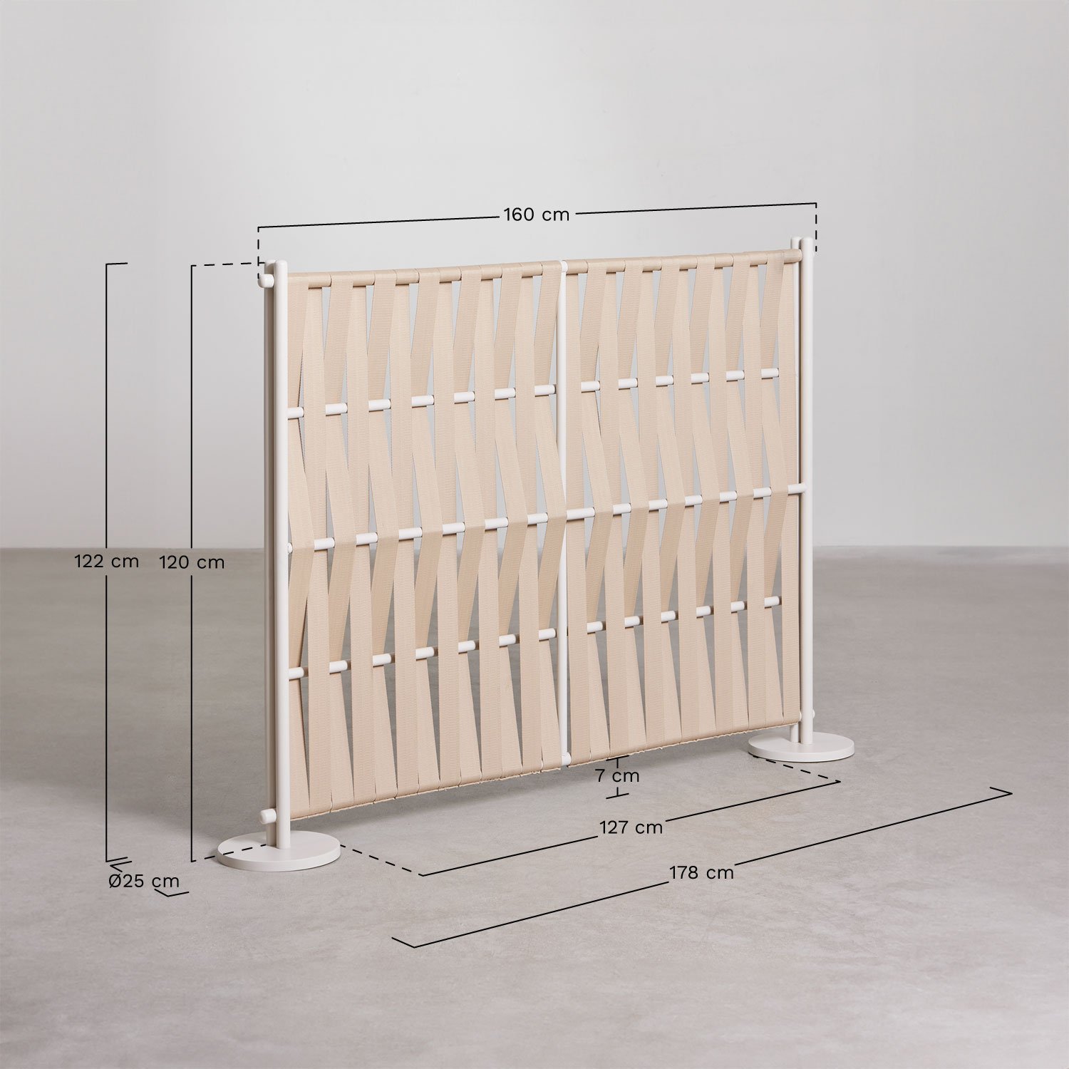 Garden screen in aluminum and rope Tunas, MEASURES