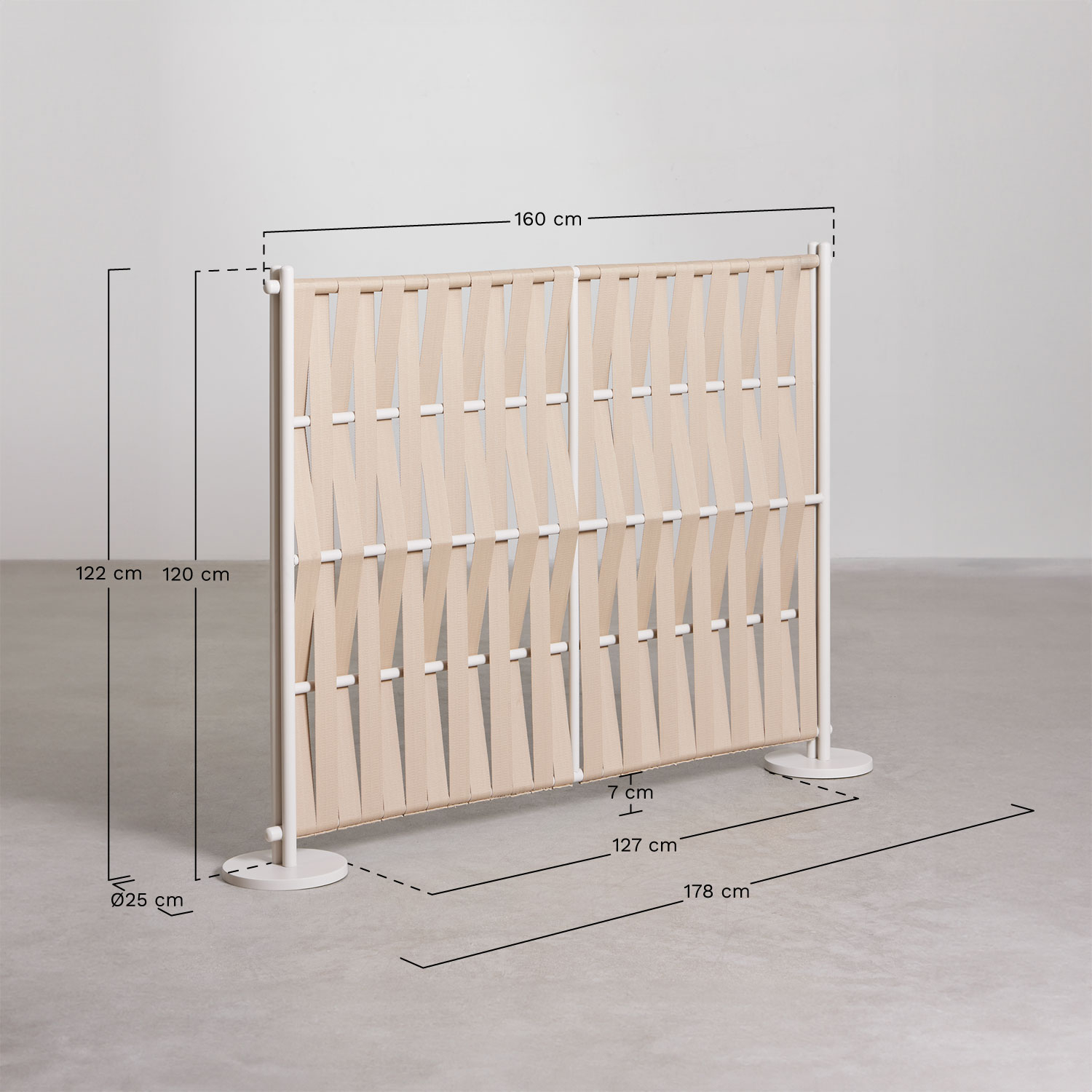 Pack of 2 Tunas screens in aluminum and rope, MEASURES