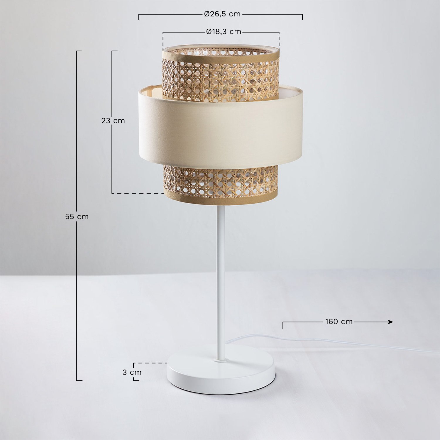 Rattan Table Lamp Satu, MEASURES