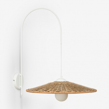 Sopant Outdoor Wall Lamp Made Of Iron And Synthetic Rattan White & ↑65 Cm - Sklum