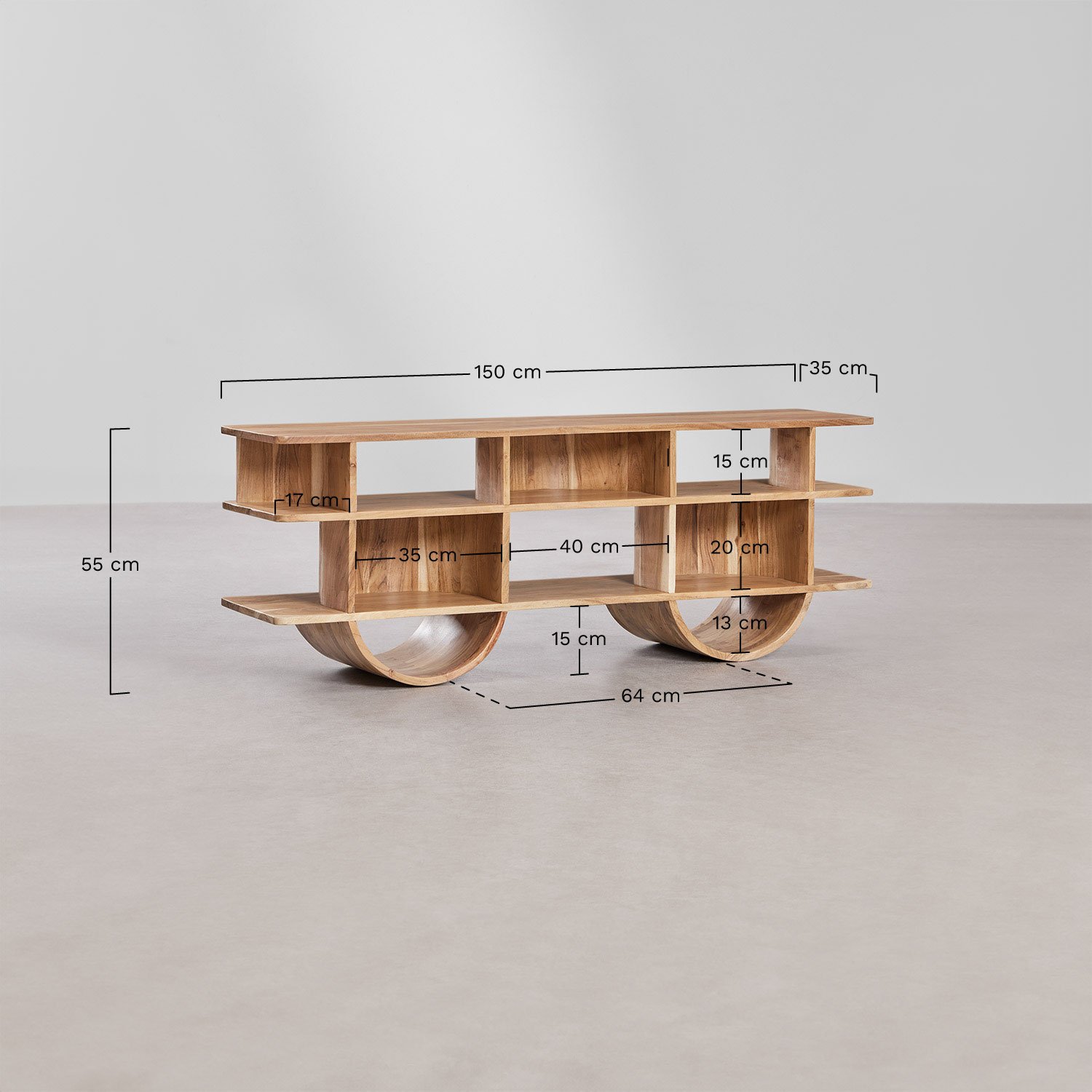 Flin wooden shelving unit, MEASURES