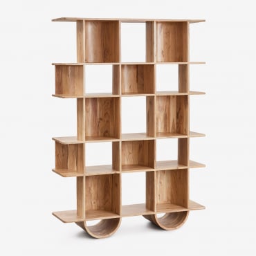 Shelving Unit ↑180 Cm In Flin Wood Rustic Acacia Brown - Sklum