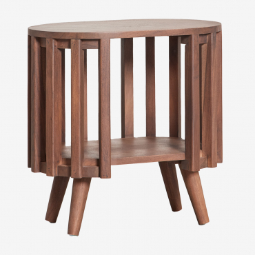 Bedside Table 50x35 Cm In Dragor Acacia Wood Dark Acacia Brown - Sklum