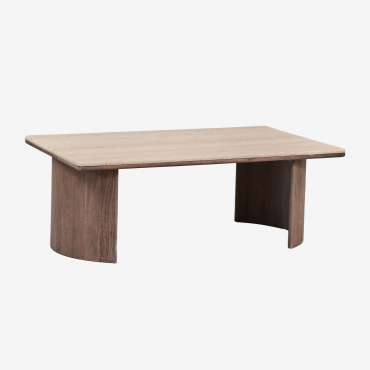 Rectangular Coffee Table 110x70 Cm In Travertine And Acacia Wood Casilda Travertine - Sklum