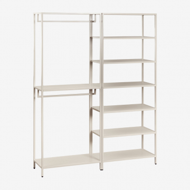 Janine 2-piece Open Modular Wardrobe With Clothes Rack And Steel Shelving Tapioca Beige - Sklum