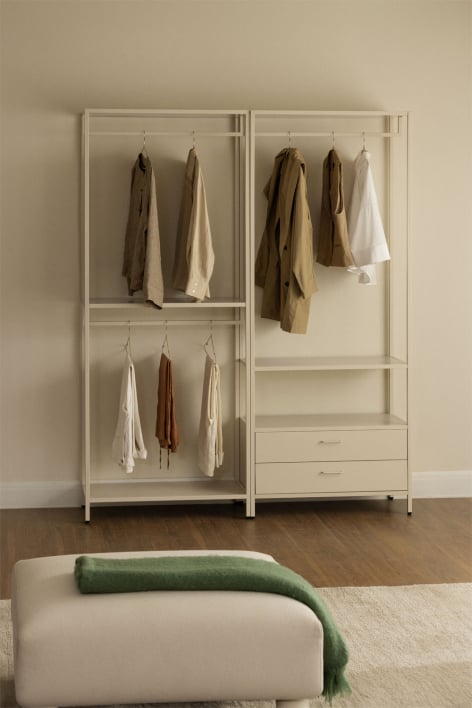 Janine 2-piece open modular wardrobe with drawers
