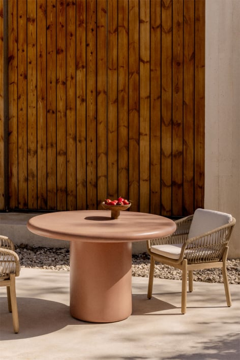 Namara round garden table in cement - Ø120 cm