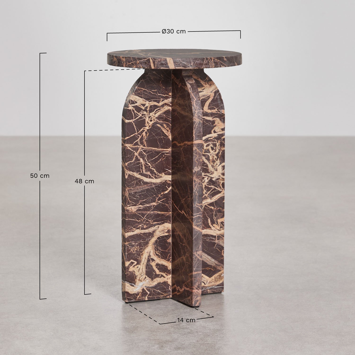 Round side table Ø30 cm in Graham marble, MEASURES